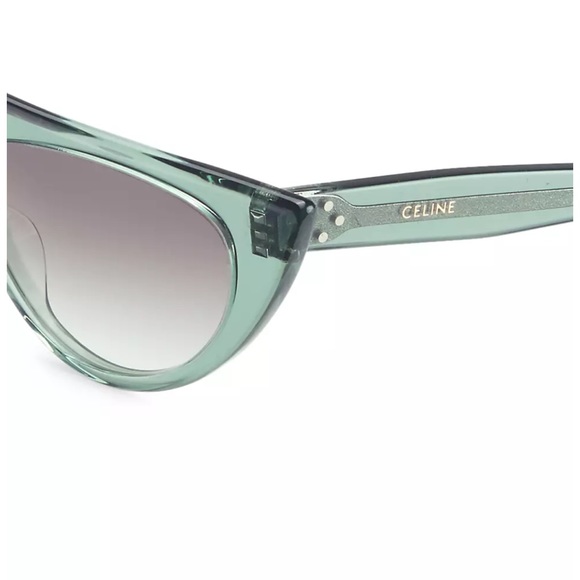 CELINE TRANSPARENT LIGHT GREEN/SMOKE GRADIENT CAT EYE SUNGLASSES CL40228I - Picture 5 of 6